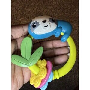 Fisher-Price Sloth Baby Teether Ring Rattle Toy Colorful Plastic